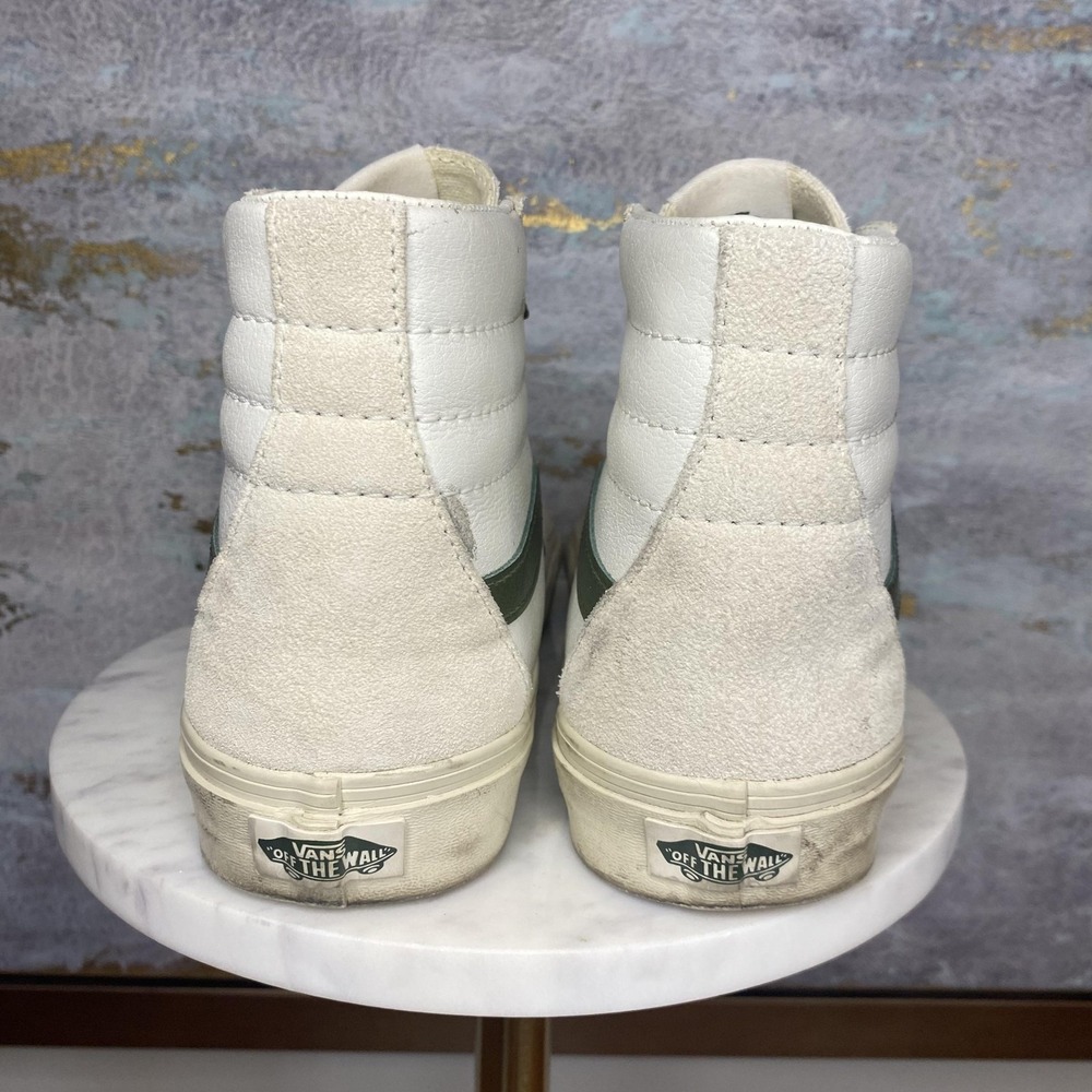 Vans Sk8-Hi Shoes Mens Size 8.5 White Green High Top Skate Sneakers Leather - Picture 4 of 11